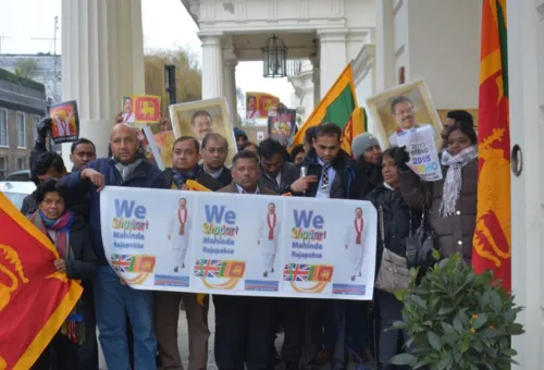 Support Mahinda Rajapaksha Protest in front of Sri Lankan High Commission london