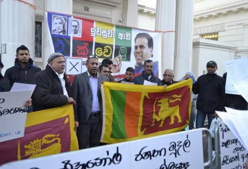 Support Maithri UK Team organized a protest in London against current government...