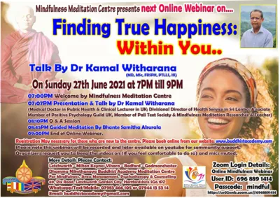 Finding True Happiness Within You - Online Webinar by Dr Kamal Witharana