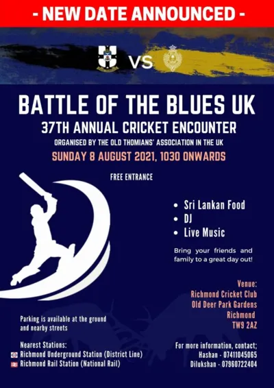 [Updated] Battle of the Blues UK 2021 - 37th Annual Cricket Encounter