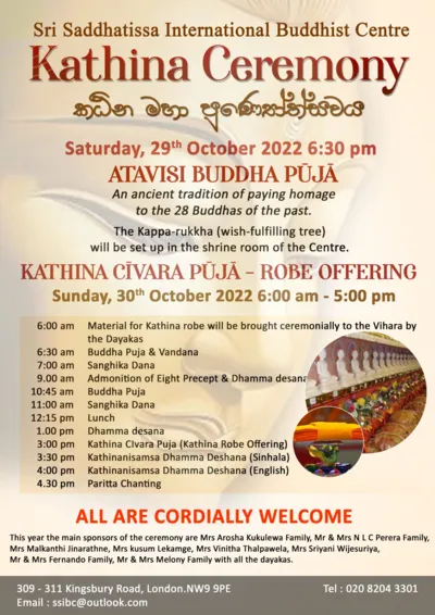 Kingsbury Temple Annual Katina Ceremony 2022 - Robe Offering