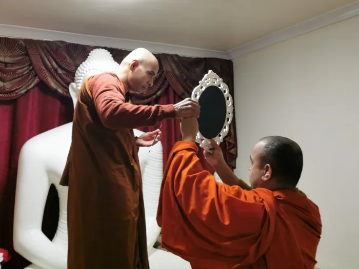 A Special religious ceremony to mark the pupil of the Buddha Statue of Shanthi Vihara