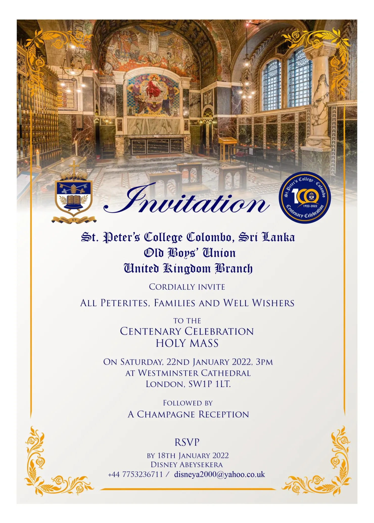 Centenary Celebration Holy Mass - St. Peters' OBU UK