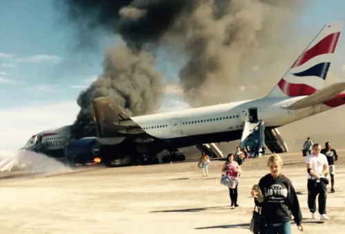 British Airways plane catches fire in Las Vegas