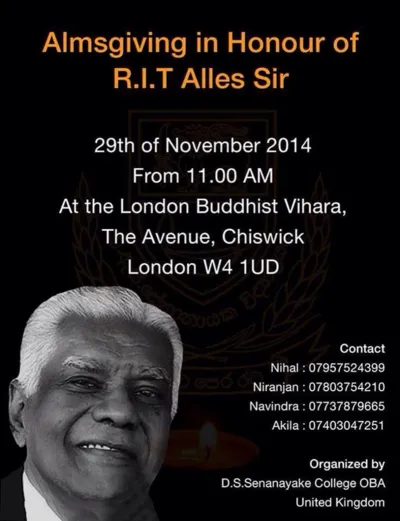 Almsgiving in Honour of R.I.T Alles Sir