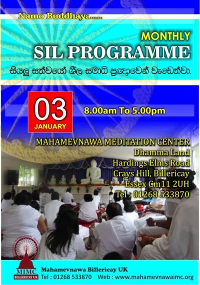 Mahamevnawa Billericay 2016 January Sil Programme