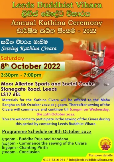 Sewing Katina Civara - Leeds Buddhist Vihara Katina Ceremony 2022