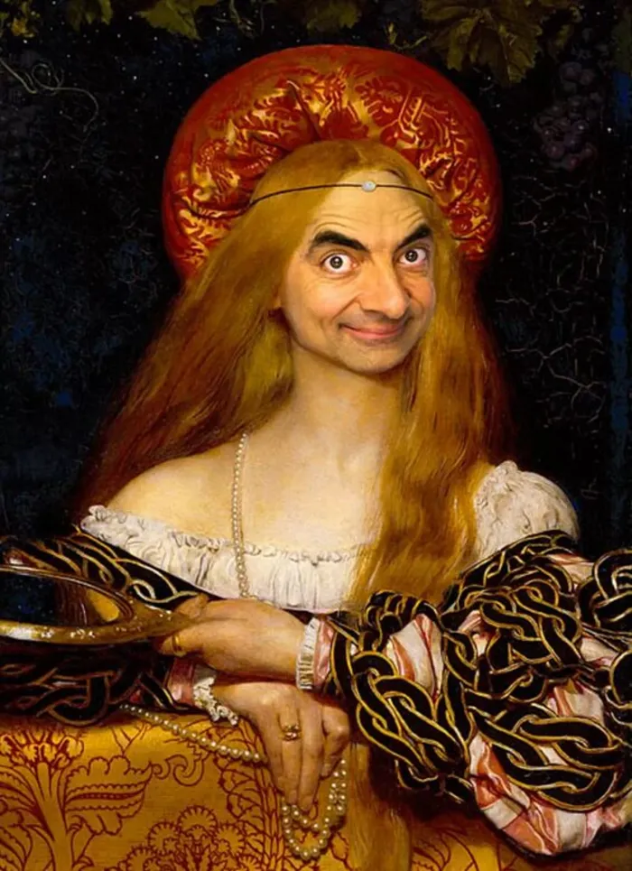 Mr Bean painted onto seminal works of portrait art