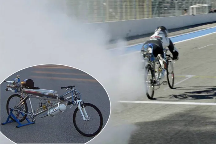 Cyclist on rocket-powered bike hit 207mph in less than 5 seconds to smash world record