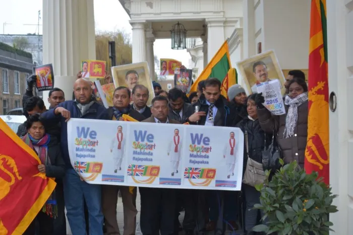 Support Mahinda Rajapaksha Protest in front of Sri Lankan High Commission london