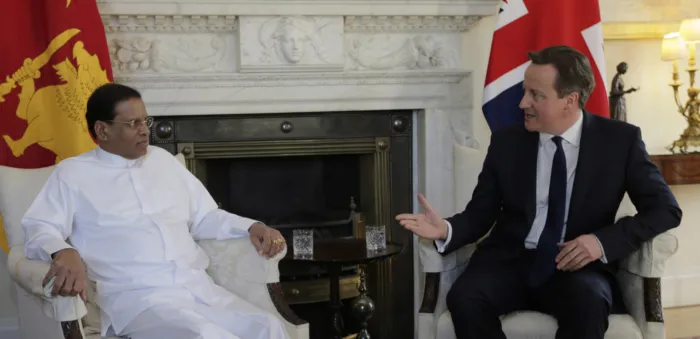 British Prime Minister Cameron welcomes President Sirisena