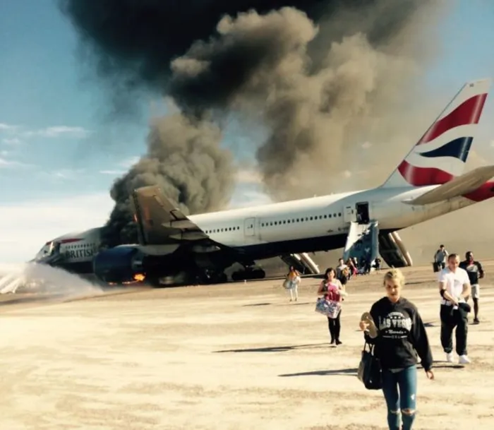 British Airways plane catches fire in Las Vegas
